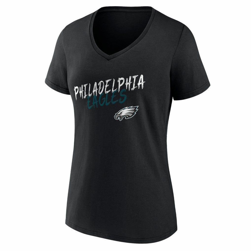Philadelphia Eagles Women's Hustle V-Neck T-Shirt Black - NFL
