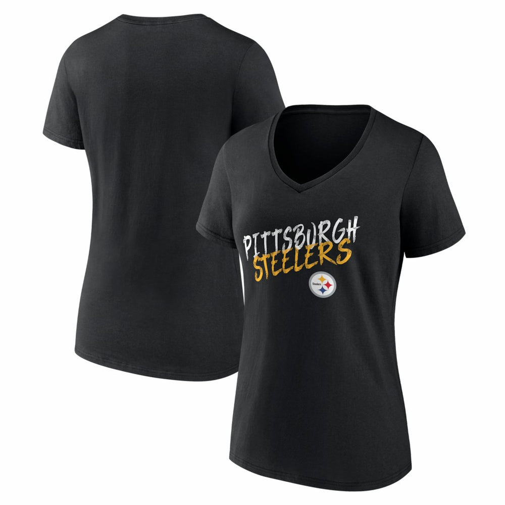 Pittsburgh Steelers Women's Hustle V-Neck T-Shirt Black - NFL