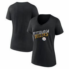 Pittsburgh Steelers Women's Hustle V-Neck T-Shirt Black - NFL
