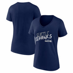 Seattle Seahawks Women's Hustle V-Neck T-Shirt College Navy - NFL