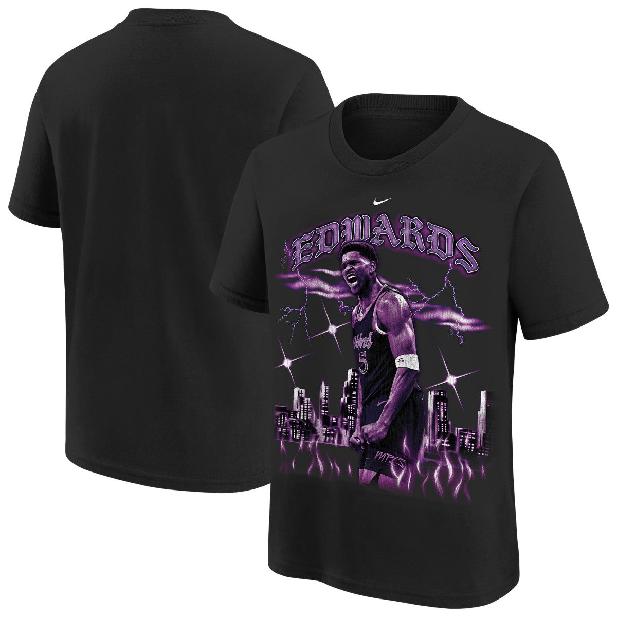 Nike - Anthony Edwards Minnesota Timberwolves Youth City Edition Player T-Shirt - Black