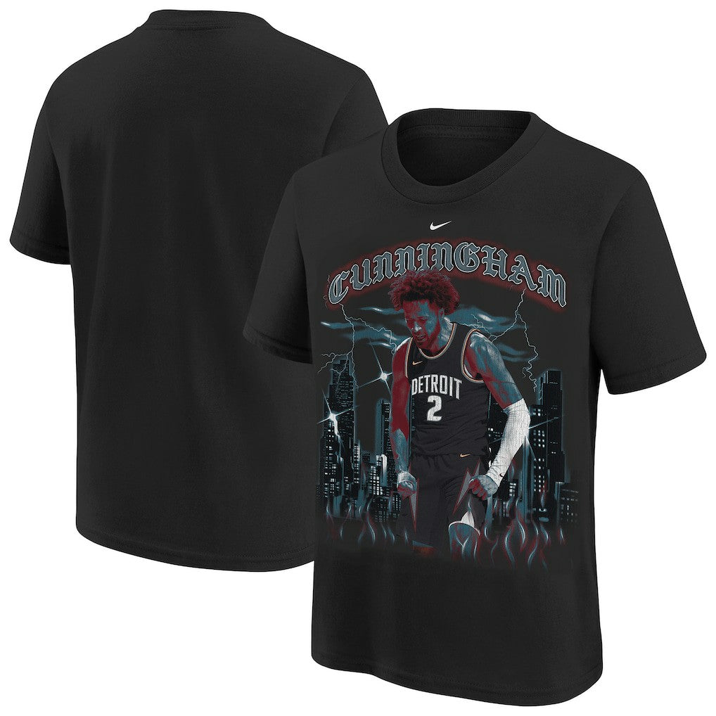 Nike - Cade Cunningham Detroit Pistons Youth City Edition Player T-Shirt - Black