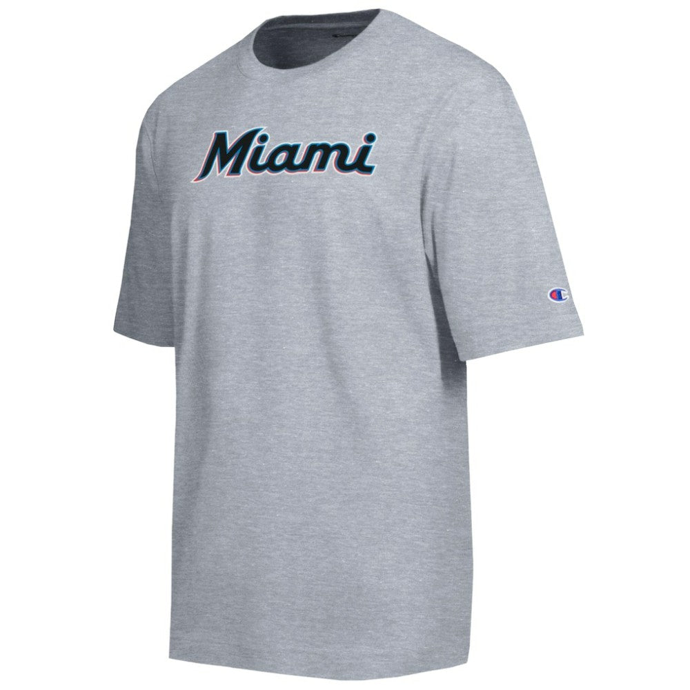 Miami Marlins Champion All Star Chenille Wordmark T-Shirt Lifestyle
