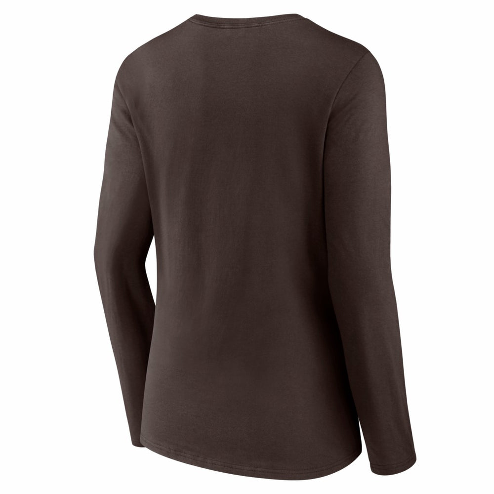 Cleveland Browns Women's Hustle Long Sleeve V-Neck T-Shirt Brown - NFL