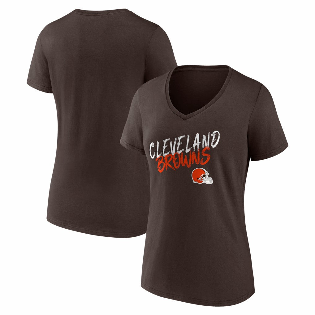 Cleveland Browns Women's Hustle V-Neck T-Shirt Brown - NFL