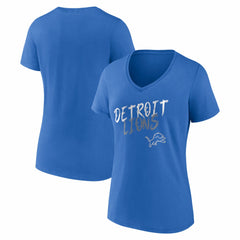 Detroit Lions Women's Hustle V-Neck T-Shirt Blue - NFL