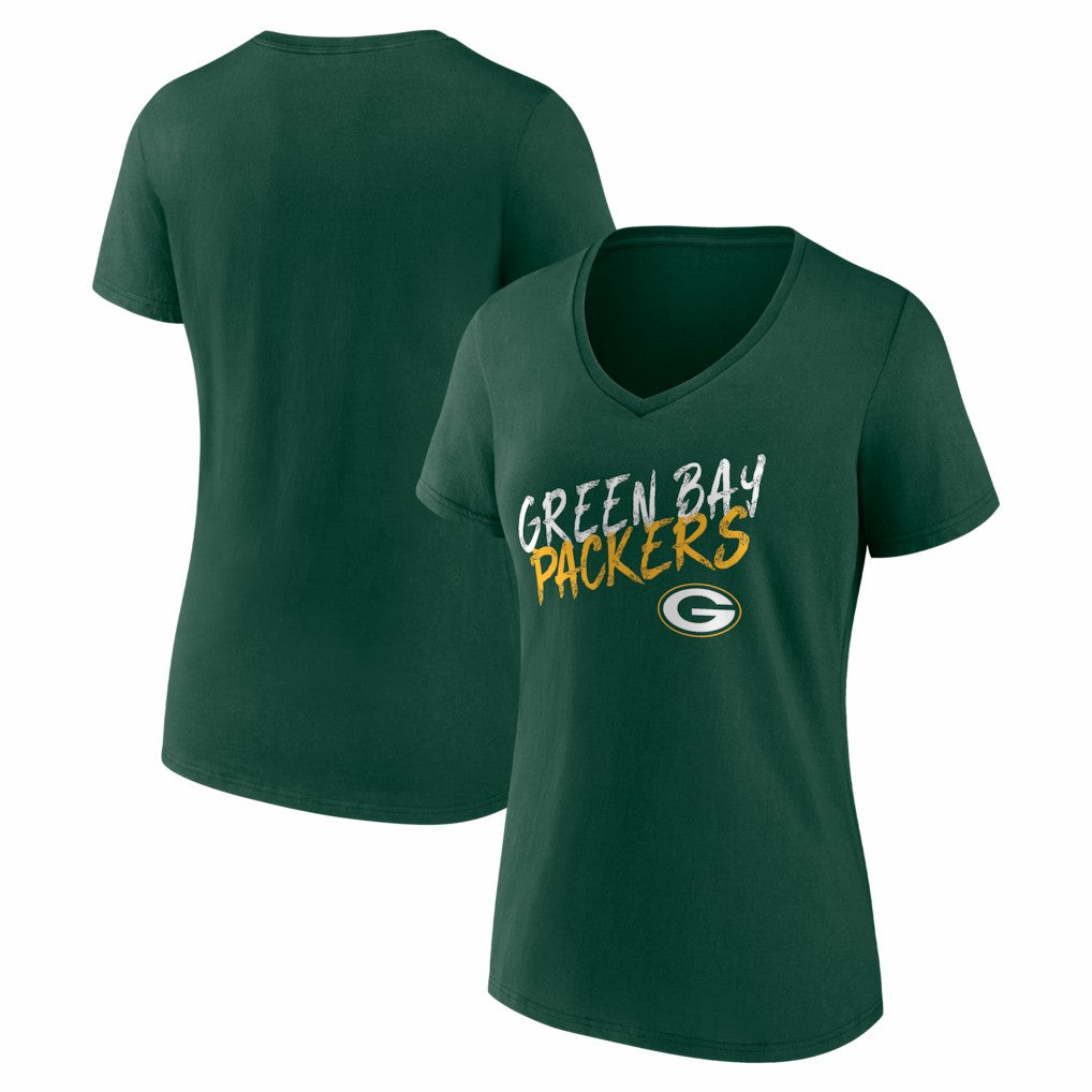 Green Bay Packers Women's Hustle V-Neck T-Shirt Green - NFL