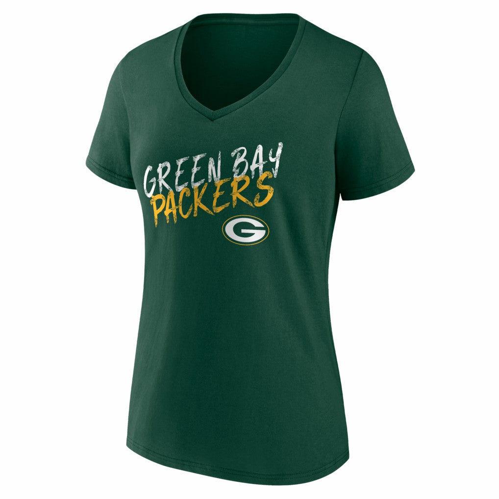 Green Bay Packers Women's Hustle V-Neck T-Shirt Green - NFL