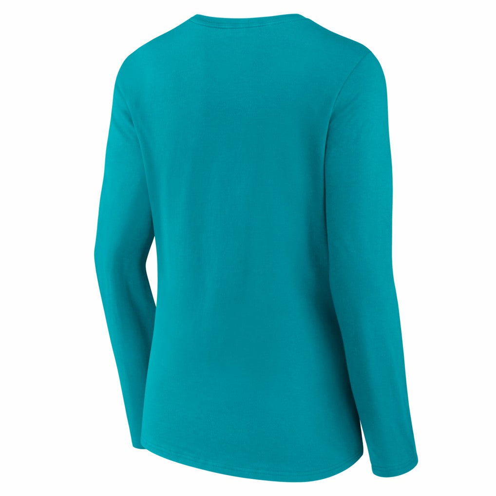 Miami Dolphins Women's Hustle Long Sleeve V-Neck T-Shirt Aqua - NFL