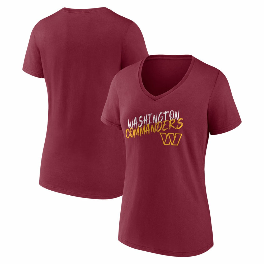 Washington Commanders Women's Hustle V-Neck T-Shirt Burgundy - NFL