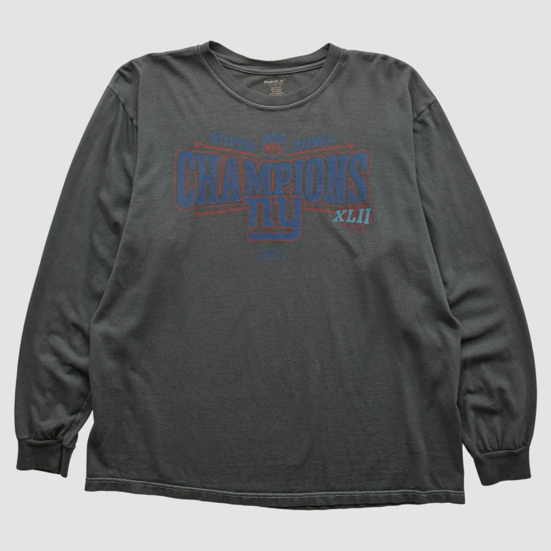 New York Giants Reebok 2008 Long Sleeve T-shirt Charcoal Vintage - Fanatics