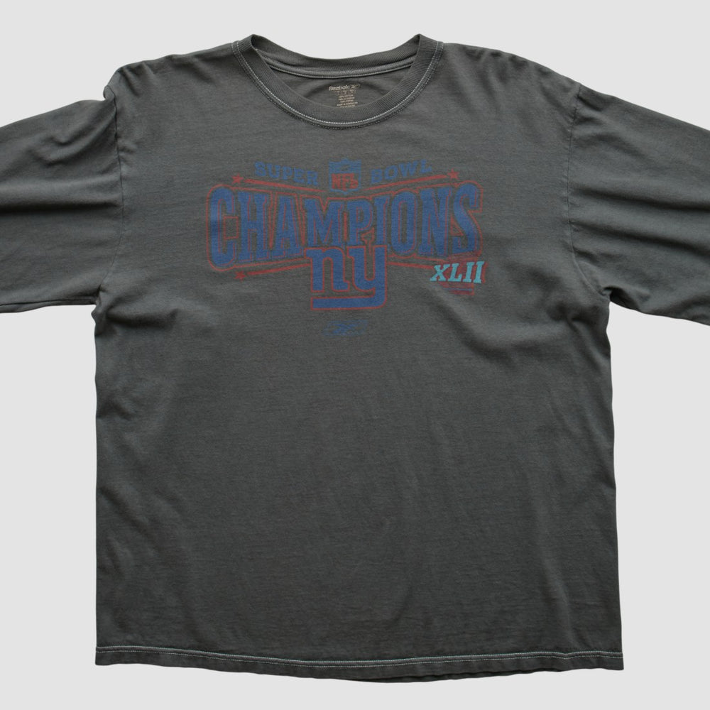 New York Giants Reebok 2008 Long Sleeve T-shirt Charcoal Vintage - Fanatics