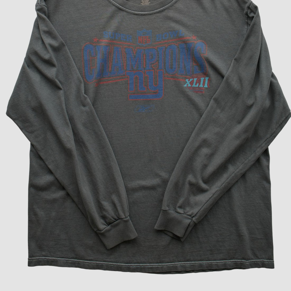 New York Giants Reebok 2008 Long Sleeve T-shirt Charcoal Vintage - Fanatics