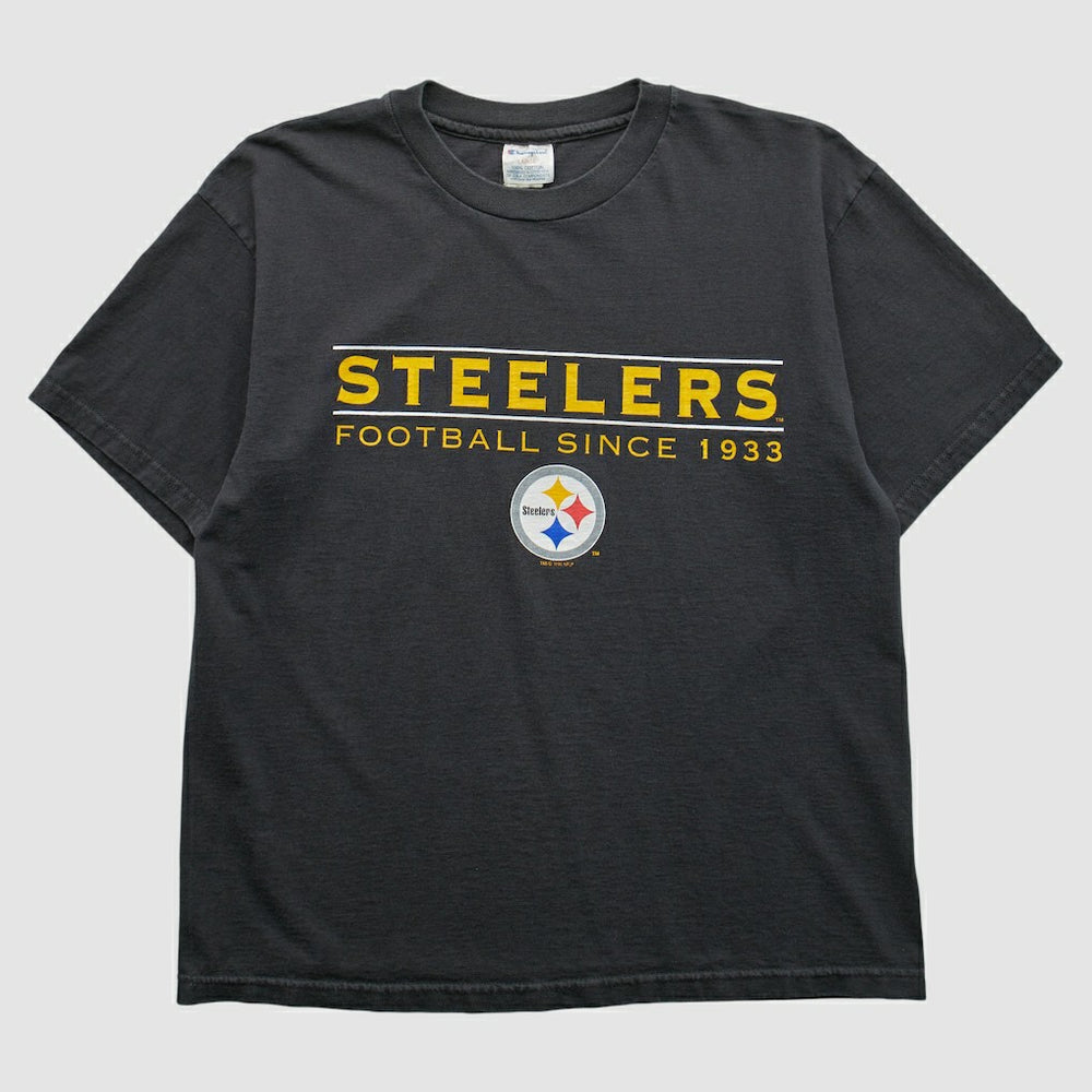 Pittsburgh Steelers Champion 1996 T-shirt Black Vintage - Fanatics