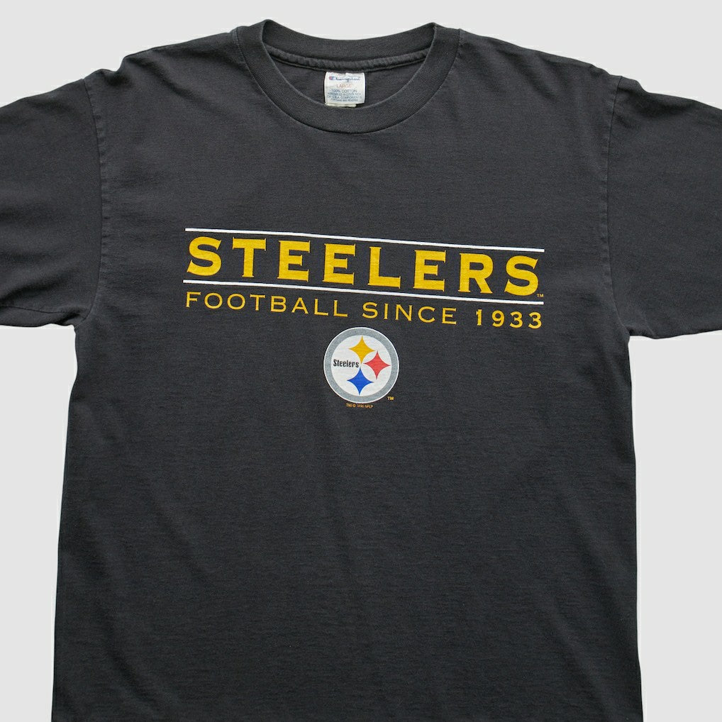 Pittsburgh Steelers Champion 1996 T-shirt Black Vintage - Fanatics