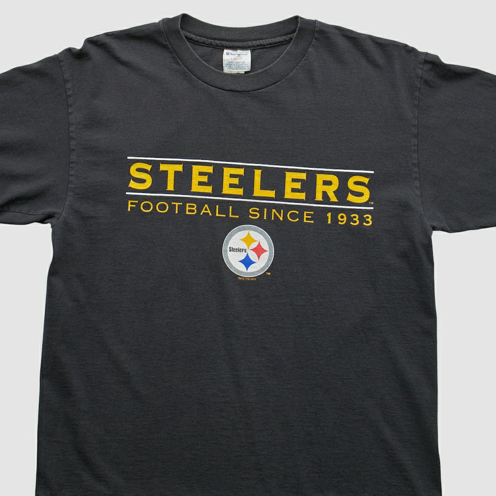 Pittsburgh Steelers Champion 1996 T-shirt Black Vintage - Fanatics