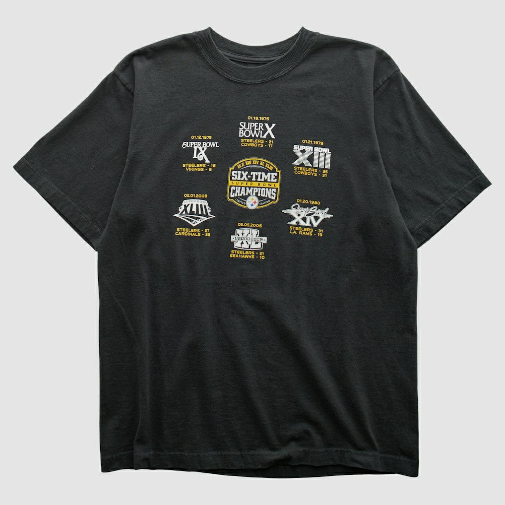 Pittsburgh Steelers Reebok 2009 T-shirt Black Vintage - Fanatics