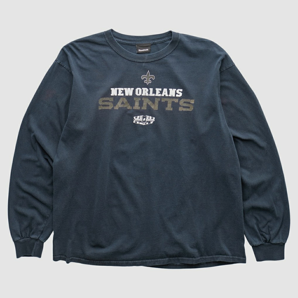 New Orleans Saints Reebok 2010 Long Sleeve T-shirt Navy Vintage - Fanatics