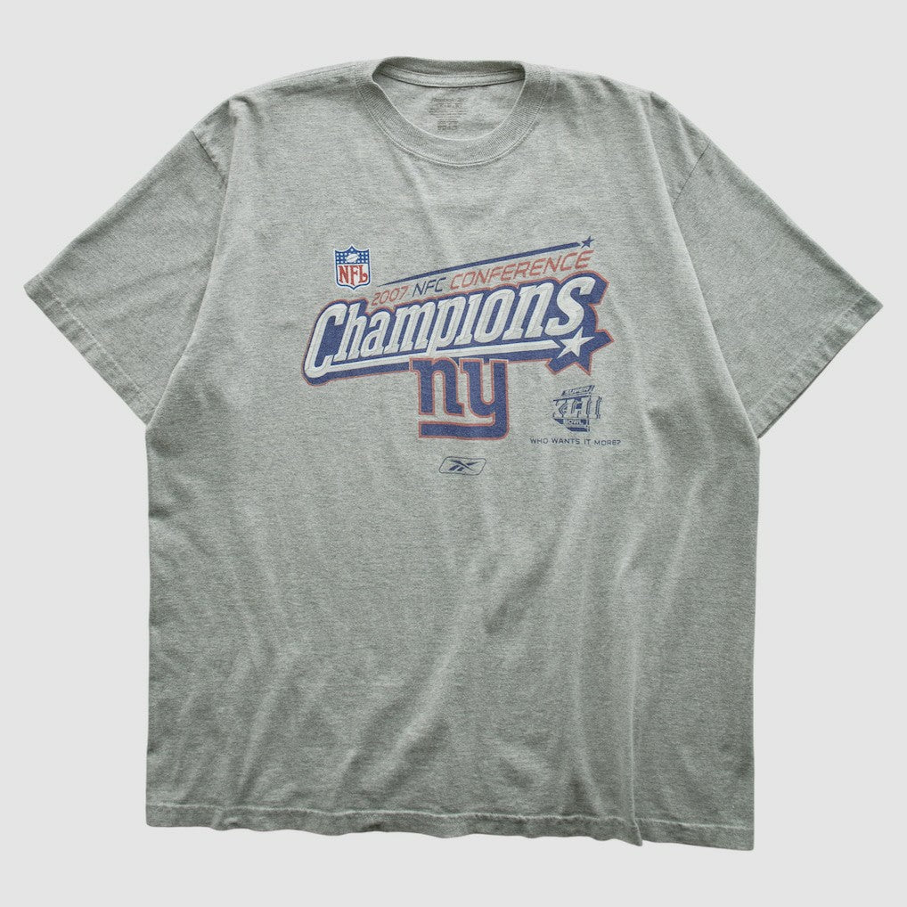 New York Giants Reebok 2007 T-shirt Heather Gray Vintage - Fanatics