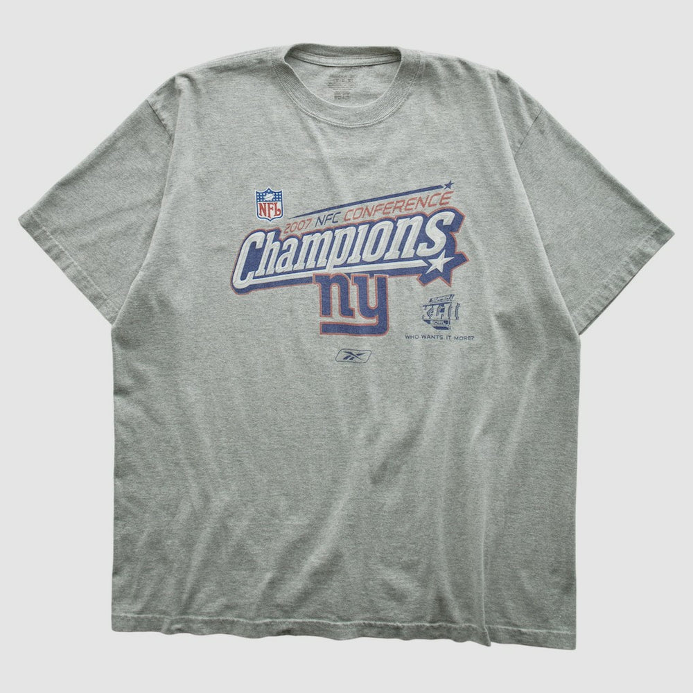 New York Giants Reebok 2007 T-shirt Heather Gray Vintage - Fanatics