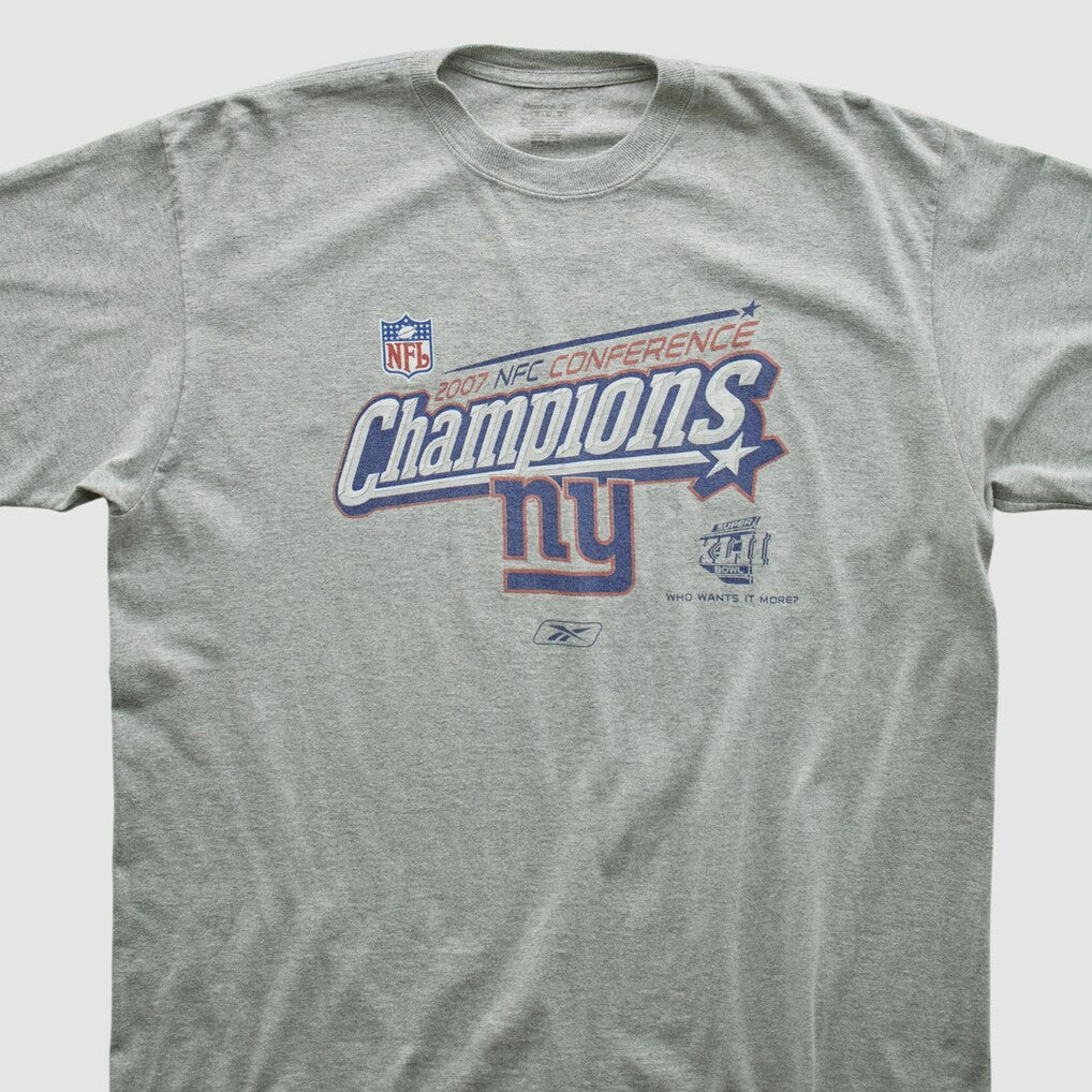 New York Giants Reebok 2007 T-shirt Heather Gray Vintage - Fanatics