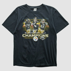 Pittsburgh Steelers Anvil 2009 T-shirt Black Vintage - Fanatics