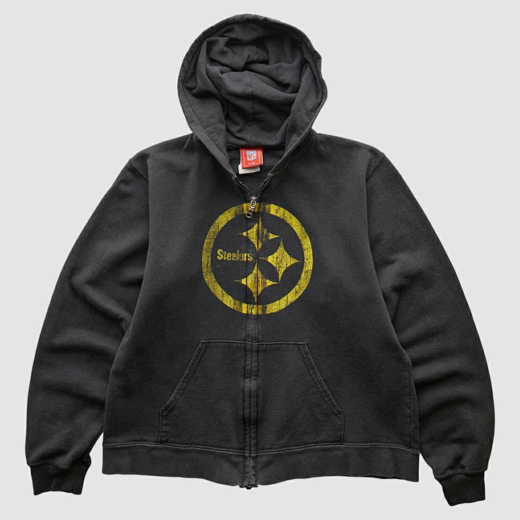 Pittsburgh Steelers NFL 2000s Hooded Full Zip Sweatshirt Black Vintage - Fanatics