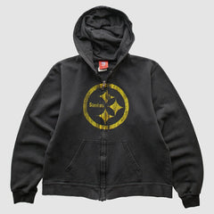 Pittsburgh Steelers NFL 2000s Hooded Full Zip Sweatshirt Black Vintage - Fanatics