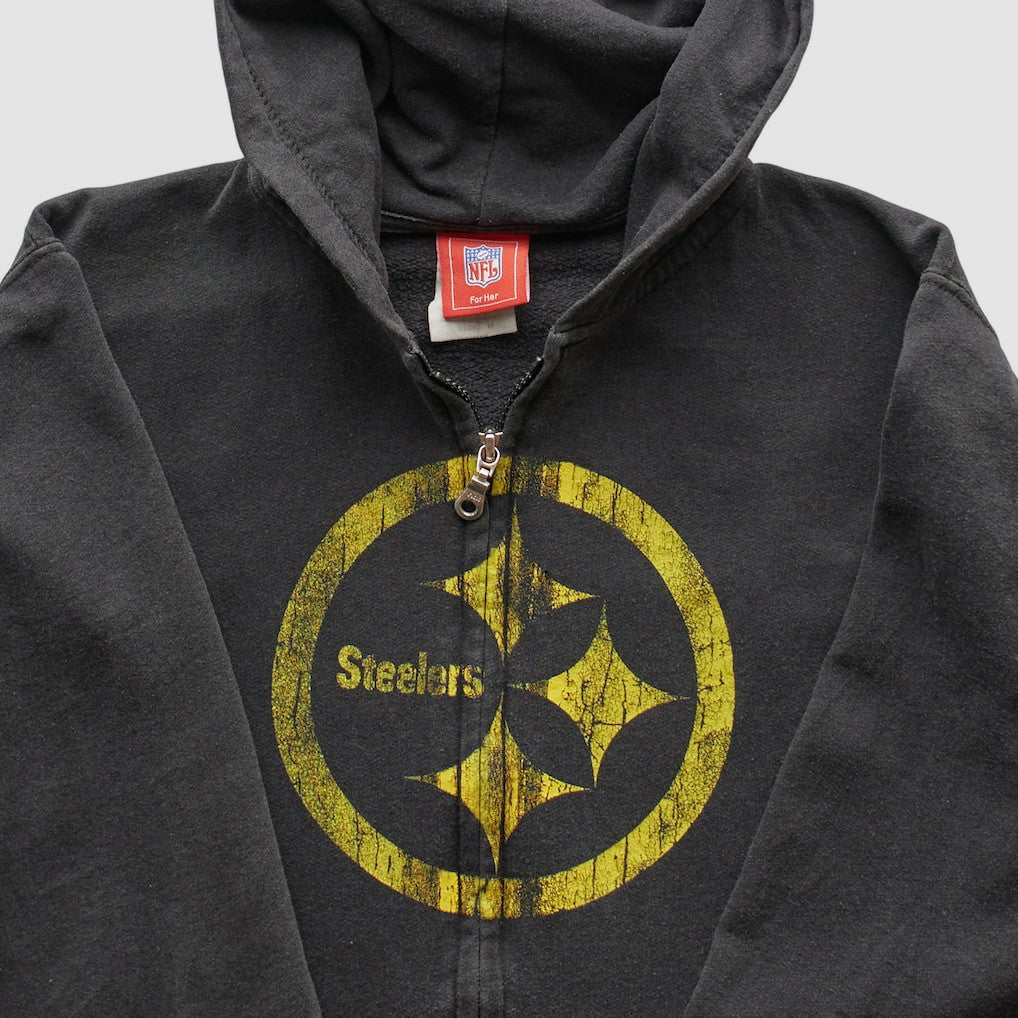 Pittsburgh Steelers NFL 2000s Hooded Full Zip Sweatshirt Black Vintage - Fanatics