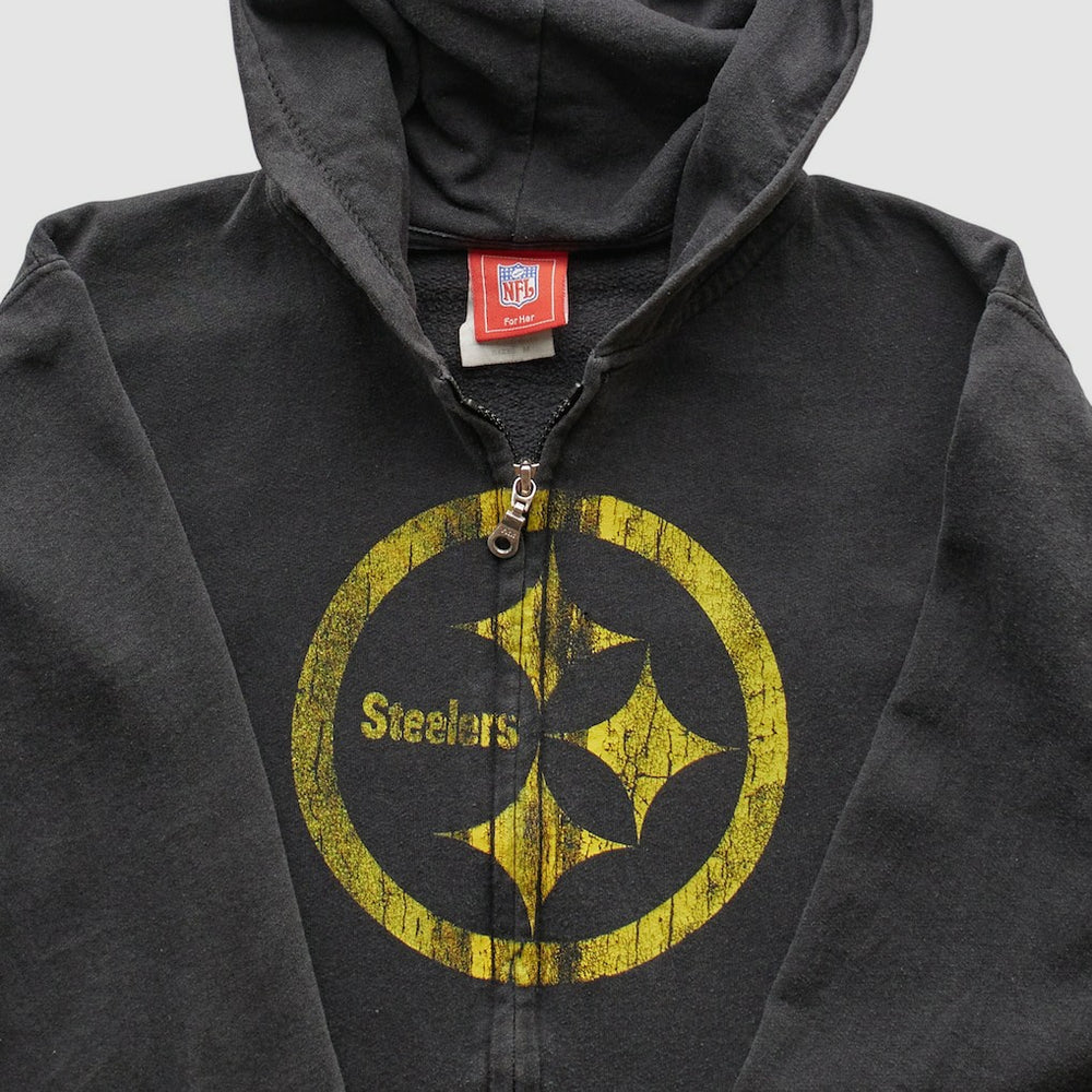 Pittsburgh Steelers NFL 2000s Hooded Full Zip Sweatshirt Black Vintage - Fanatics