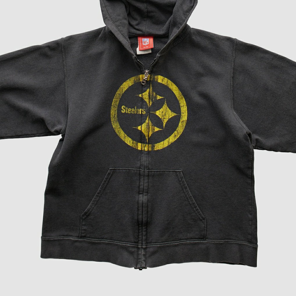 Pittsburgh Steelers NFL 2000s Hooded Full Zip Sweatshirt Black Vintage - Fanatics