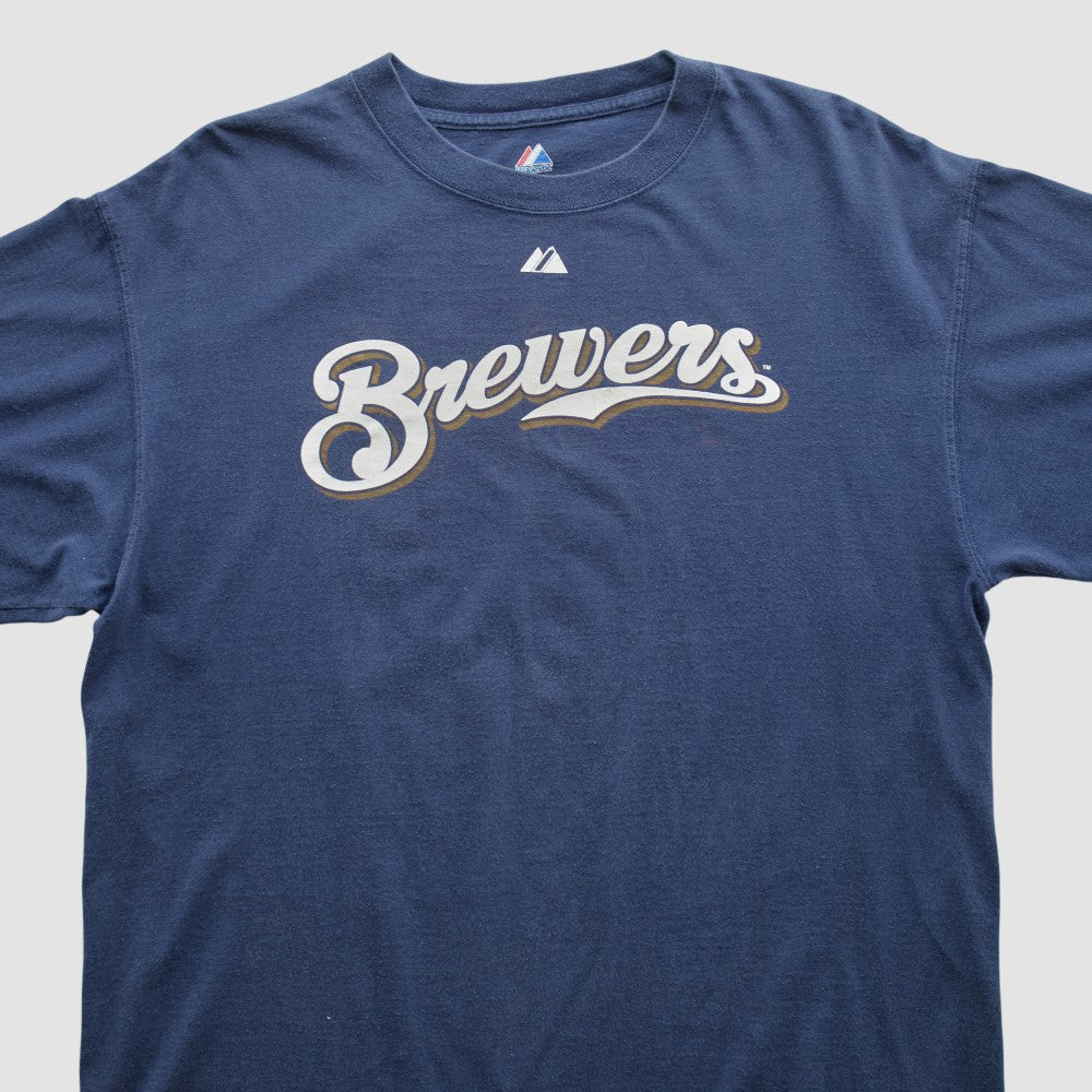Milwaukee Brewers Majestic 2000s T-shirt On Sale