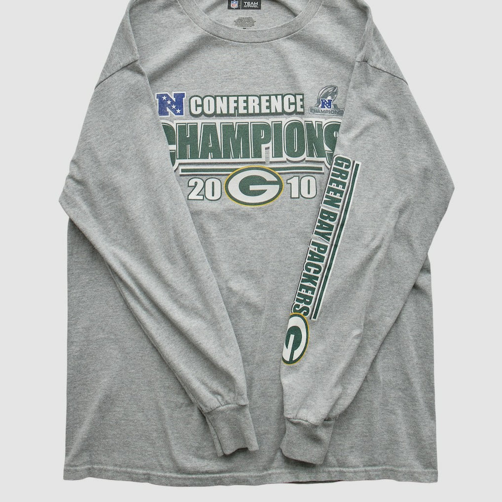 Green Bay Packers NFL 2010 Long Sleeve T-shirt Heather Gray Vintage - Fanatics