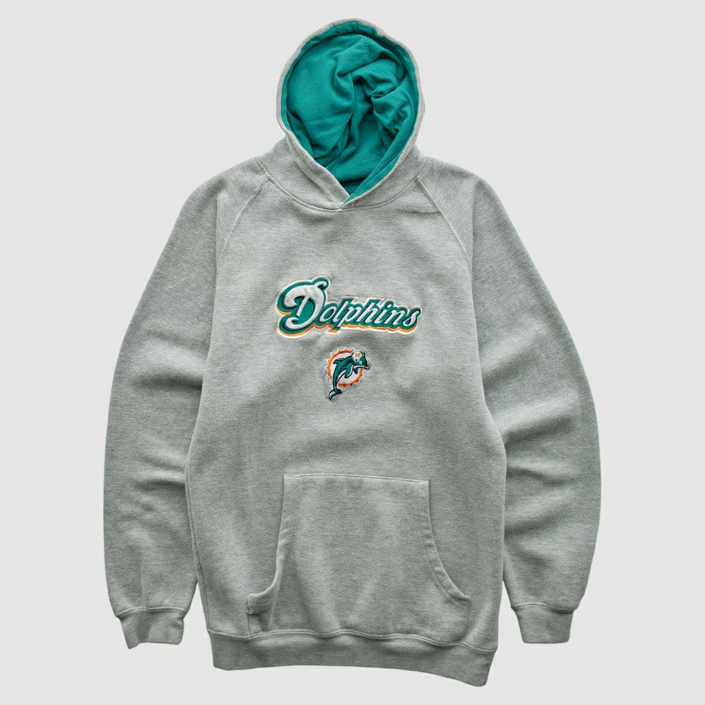 Miami Dolphins NFL 2000s Hooded Pullover Sweatshirt Heather Gray Vintage - Fanatics