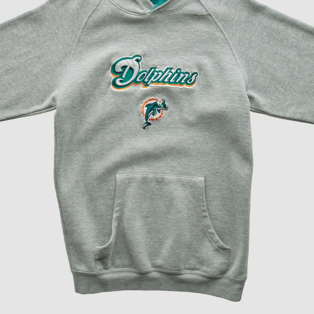 Miami Dolphins NFL 2000s Hooded Pullover Sweatshirt Heather Gray Vintage - Fanatics