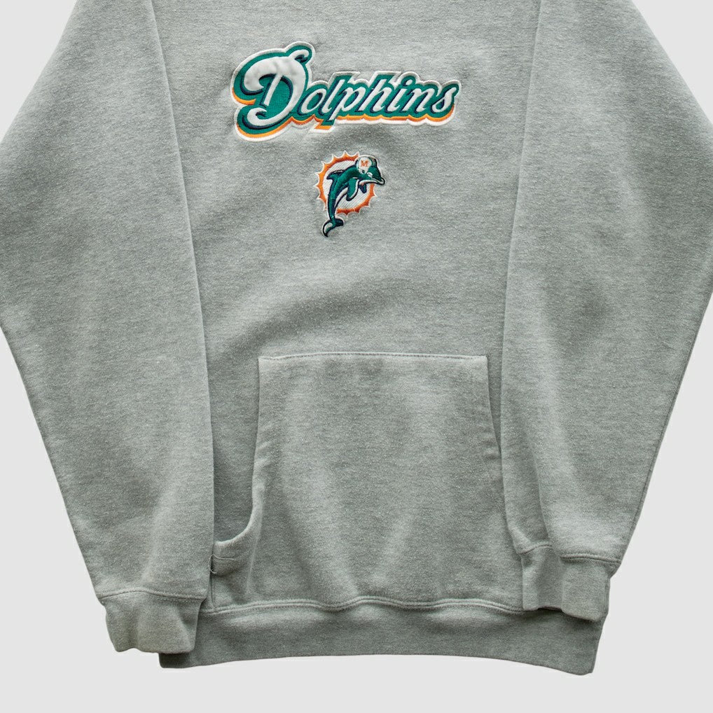 Miami Dolphins NFL 2000s Hooded Pullover Sweatshirt Heather Gray Vintage - Fanatics