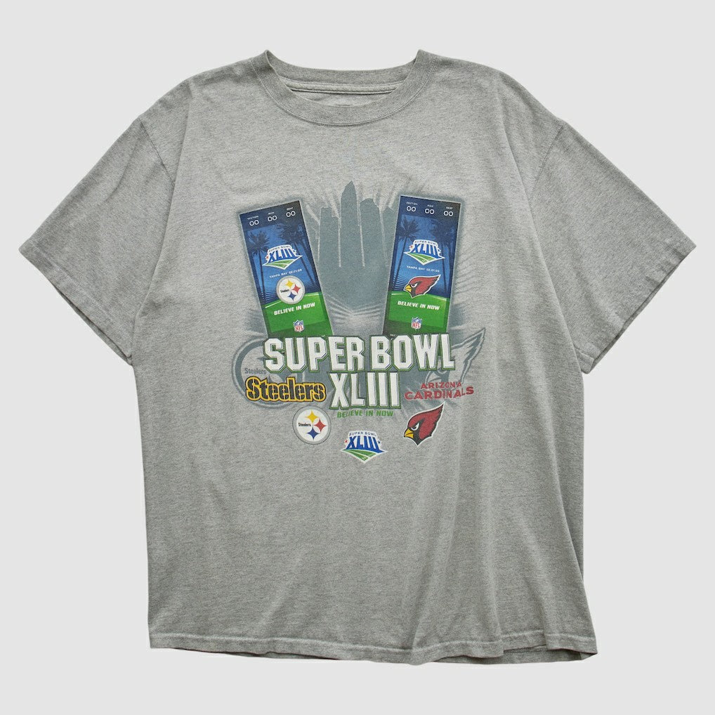 NFL Super Bowl XLIII NFL 2009 T-shirt Heather Gray Vintage - Fanatics
