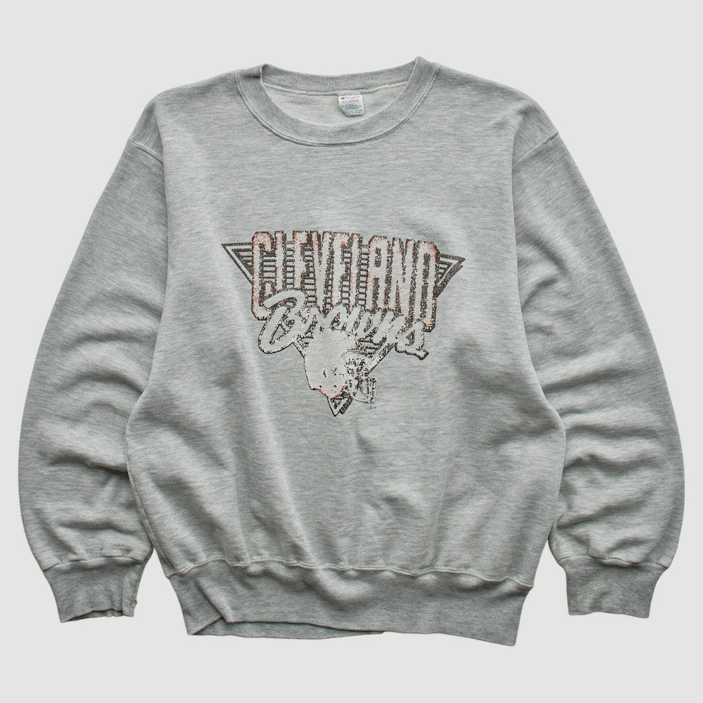 Cleveland Browns Champion 90s Pullover Sweatshirt Heather Gray Vintage - Fanatics