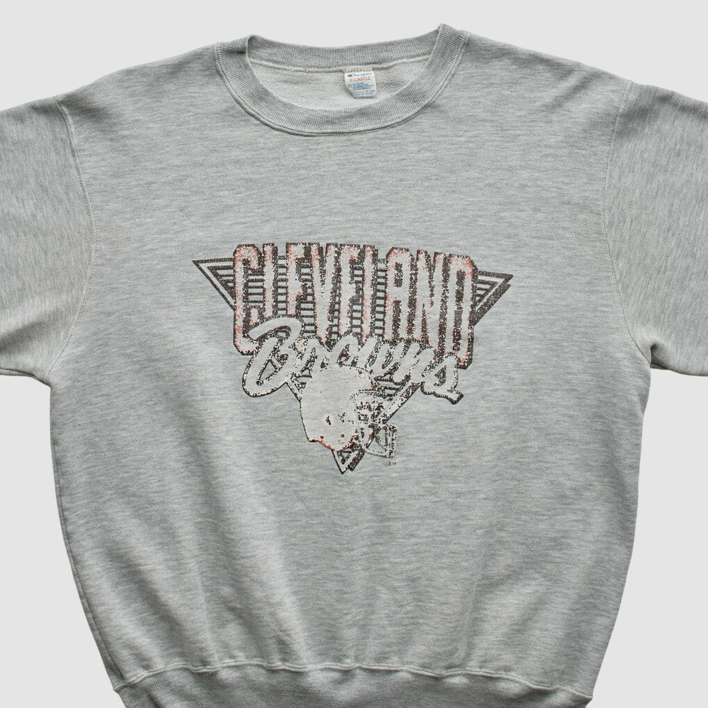 Cleveland Browns Champion 90s Pullover Sweatshirt Heather Gray Vintage - Fanatics