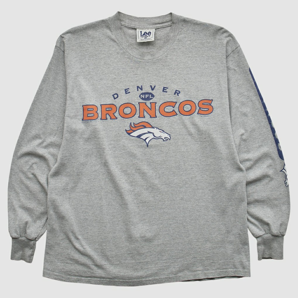 Denver Broncos Lee Apparel 2000s Long Sleeve T-shirt Heather Gray Vintage - Fanatics
