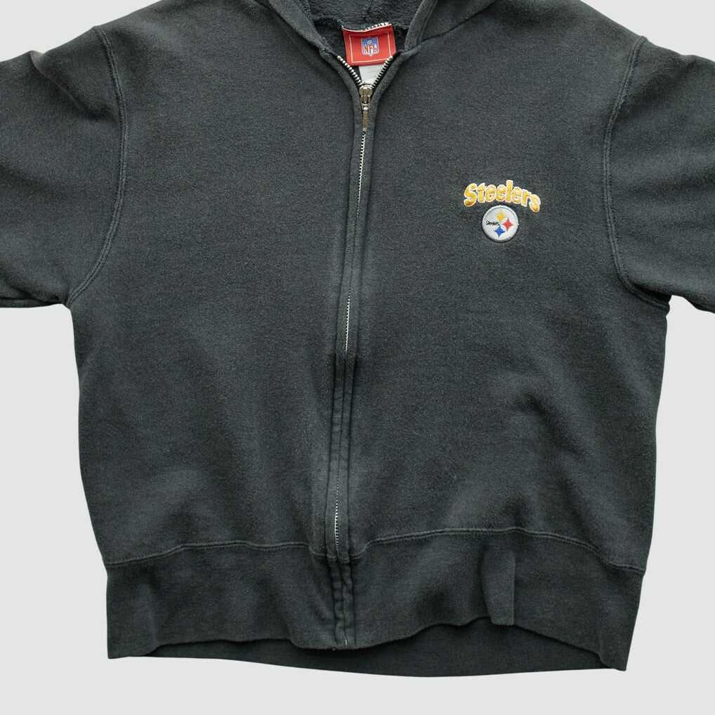 Pittsburgh Steelers NFL 2000s Hooded Full Zip Sweatshirt Black Vintage - Fanatics