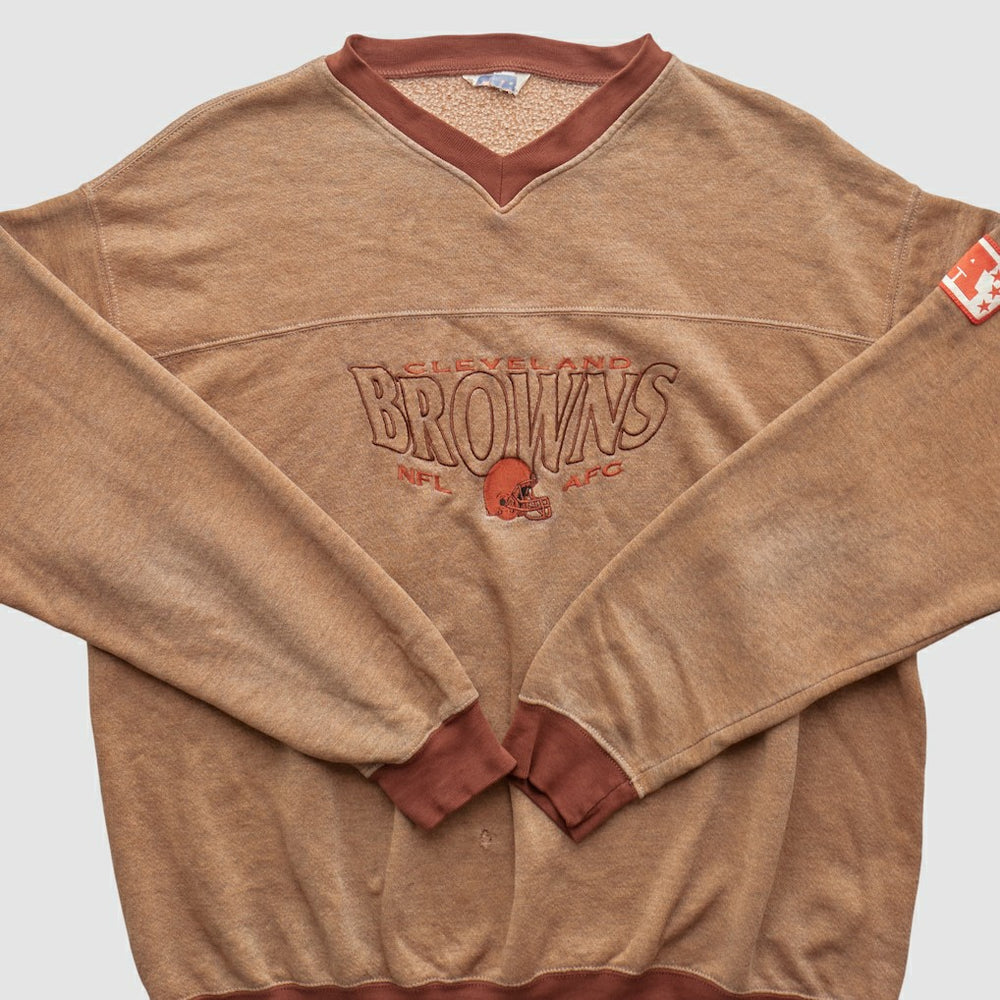 Cleveland Browns CRABLE SPORTSWEAR 90s Pullover Sweatshirt Tan Vintage - Fanatics
