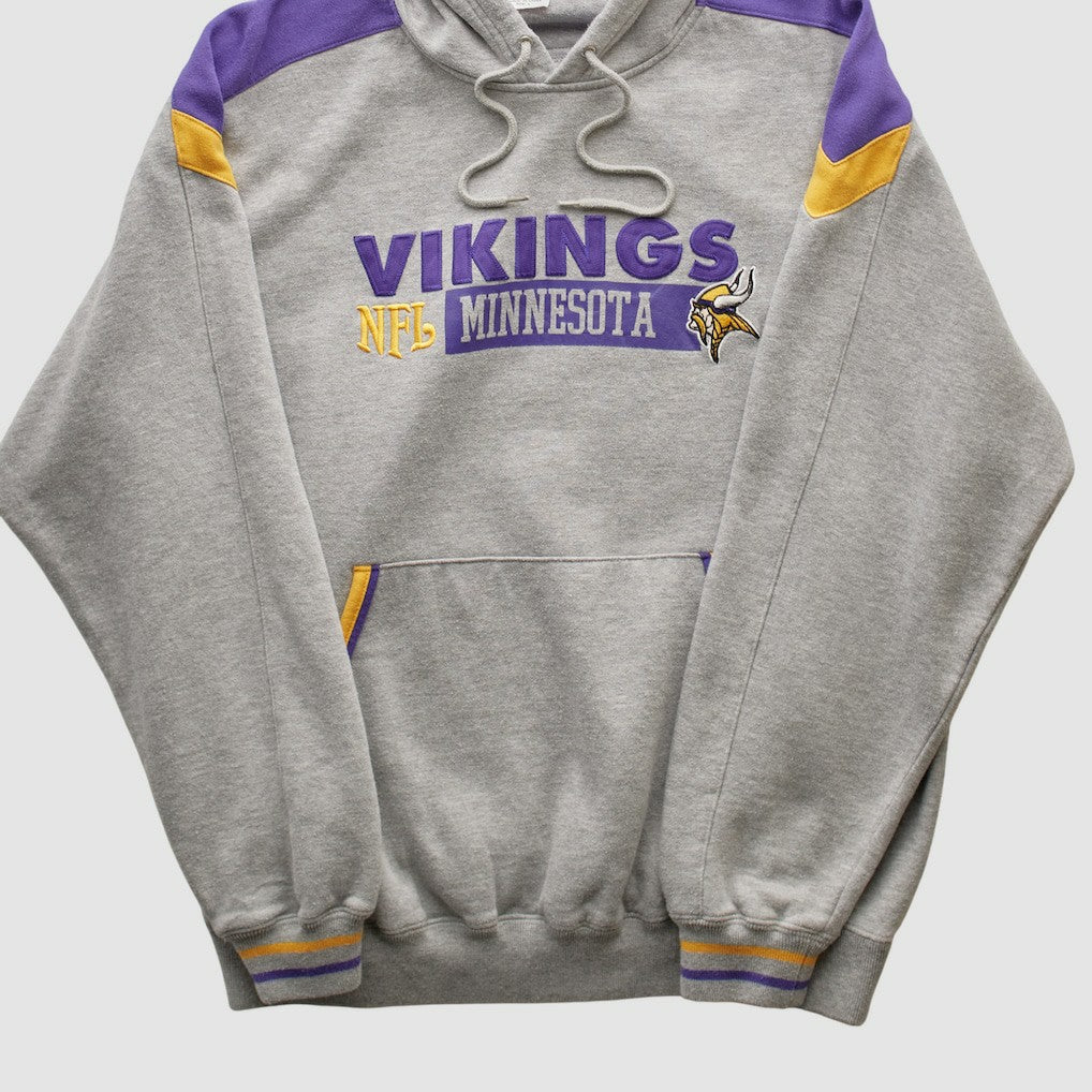 Minnesota Vikings NFL 2000s Hooded Pullover Sweatshirt Heather Gray Vintage - Fanatics