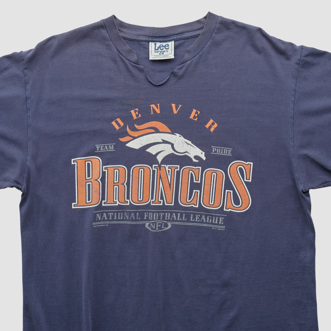 Denver Broncos Lee Apparel 90s T-shirt Navy Vintage - Fanatics