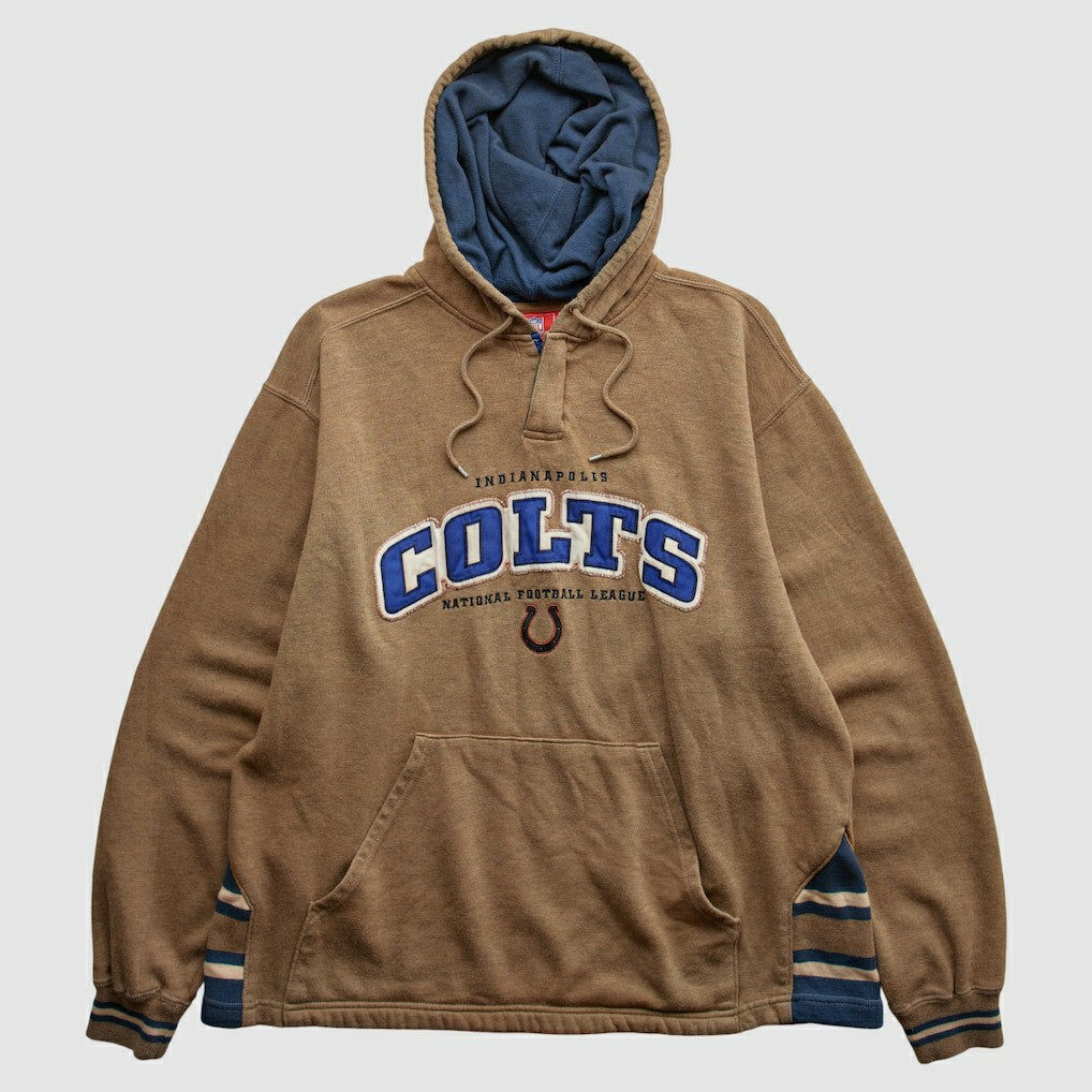 Indianapolis Colts NFL 2000s Hooded Pullover Sweatshirt Tan Vintage - Fanatics