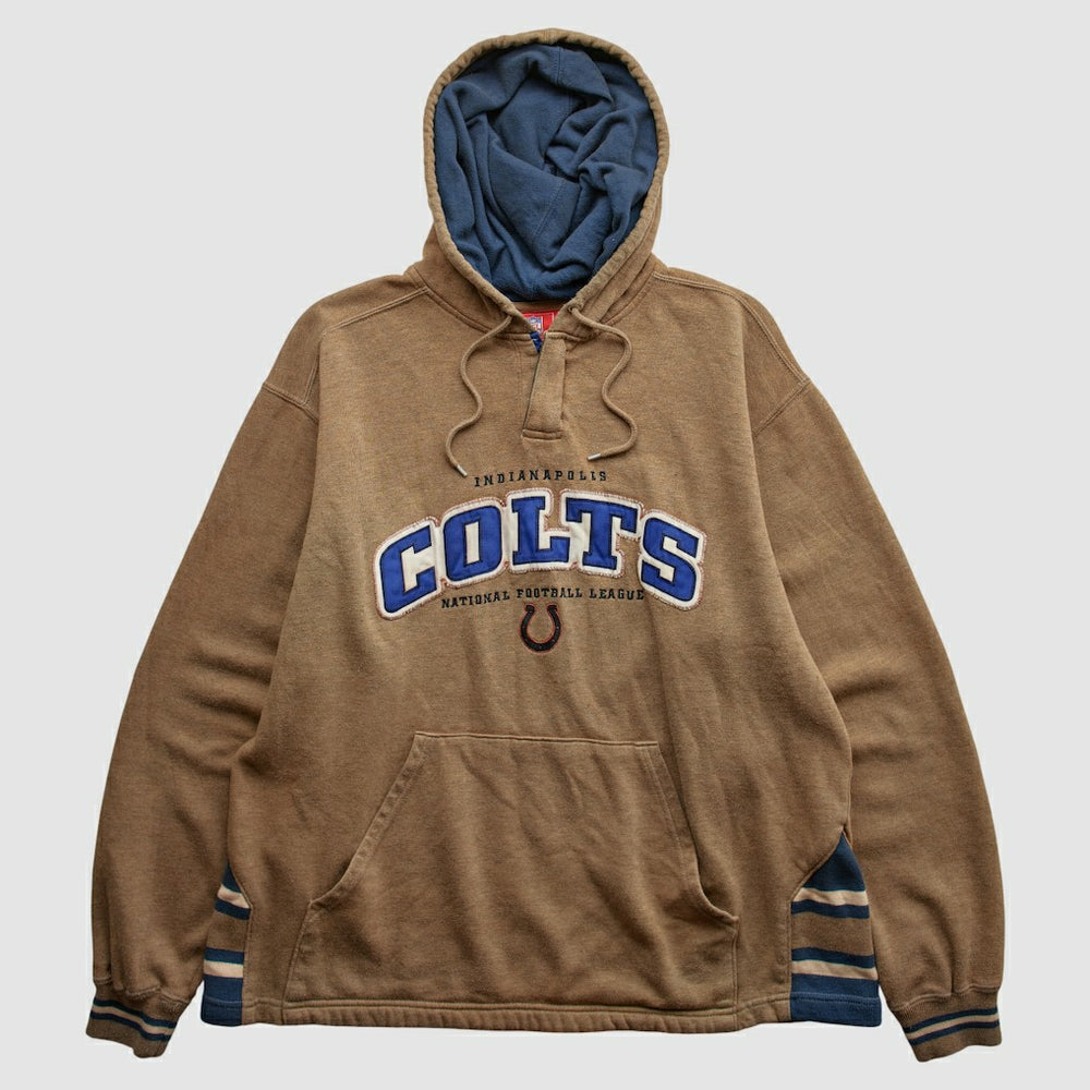 Indianapolis Colts NFL 2000s Hooded Pullover Sweatshirt Tan Vintage - Fanatics