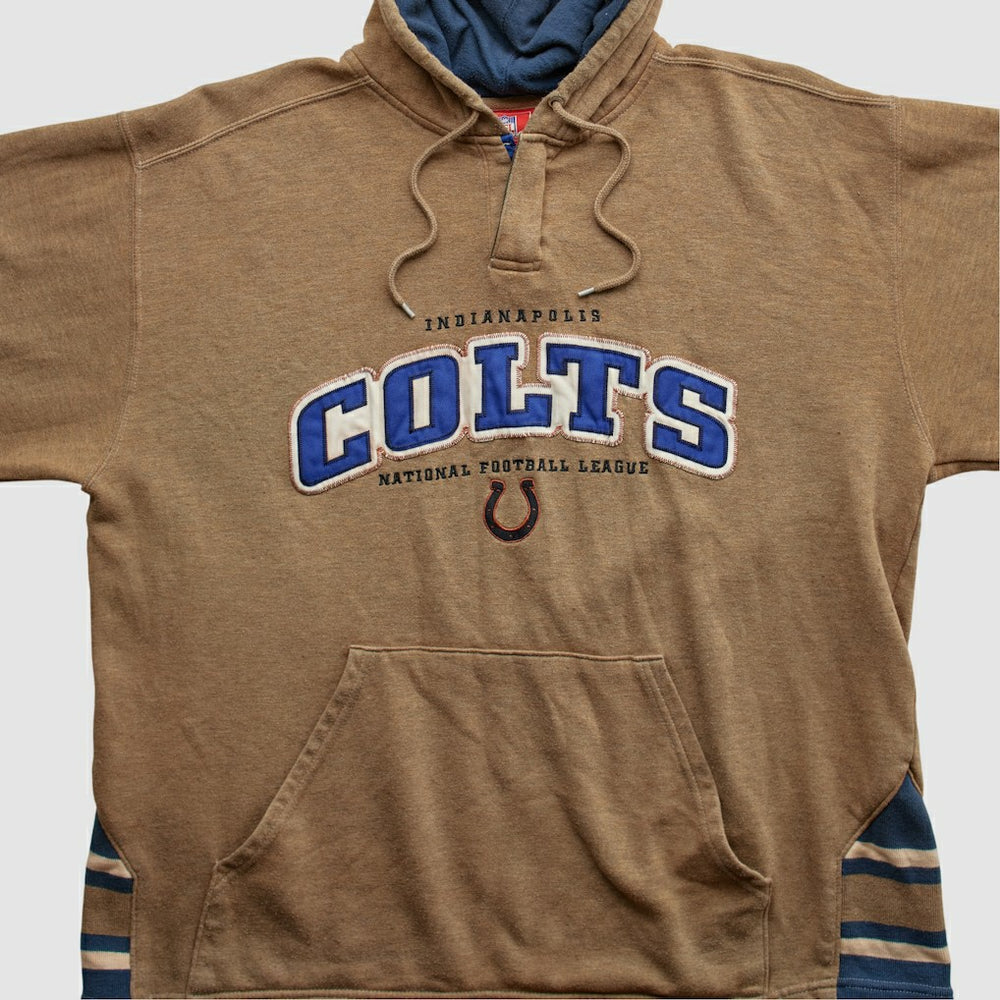 Indianapolis Colts NFL 2000s Hooded Pullover Sweatshirt Tan Vintage - Fanatics