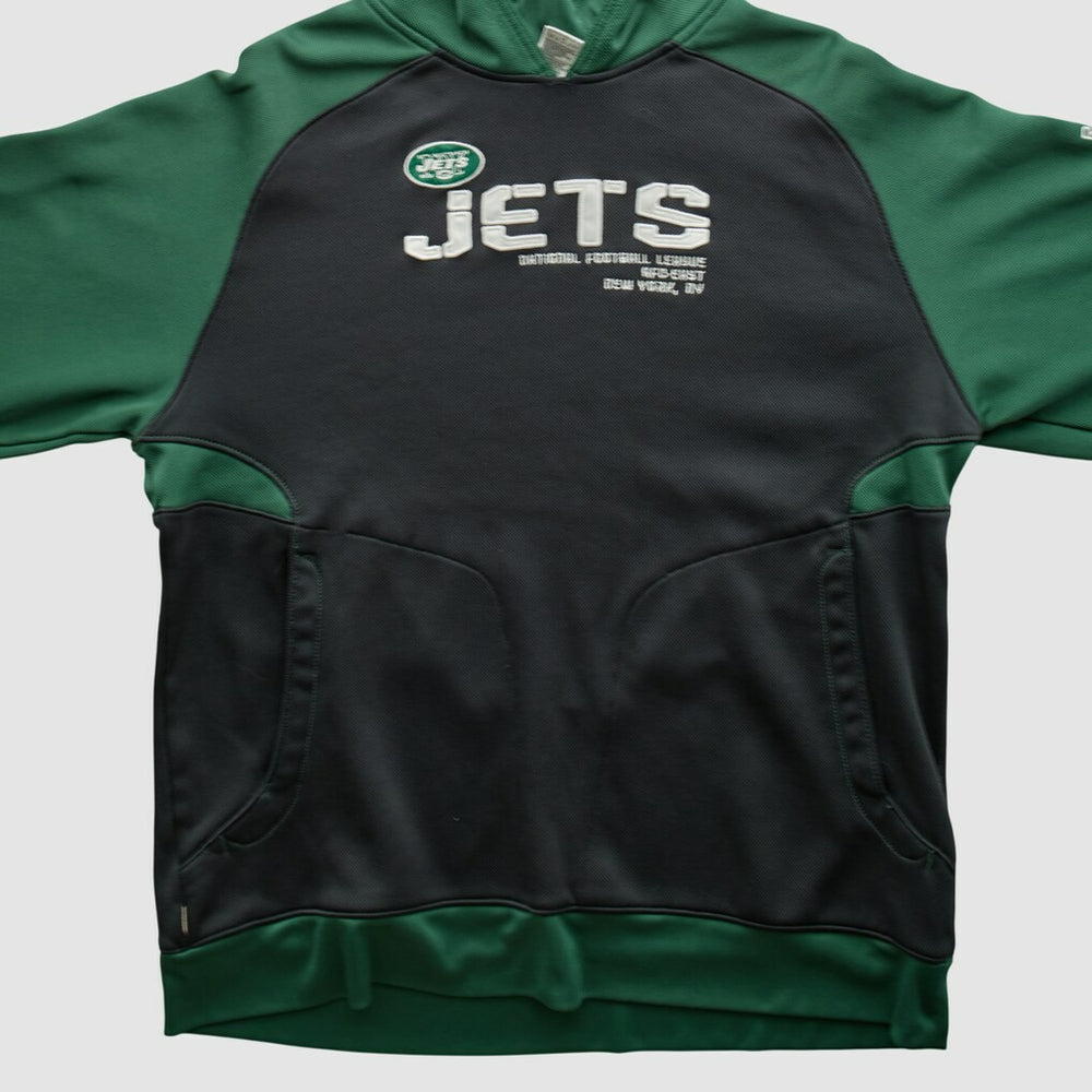 New York Jets Reebok 2010s Hooded Pullover Sweatshirt Black Vintage - Fanatics