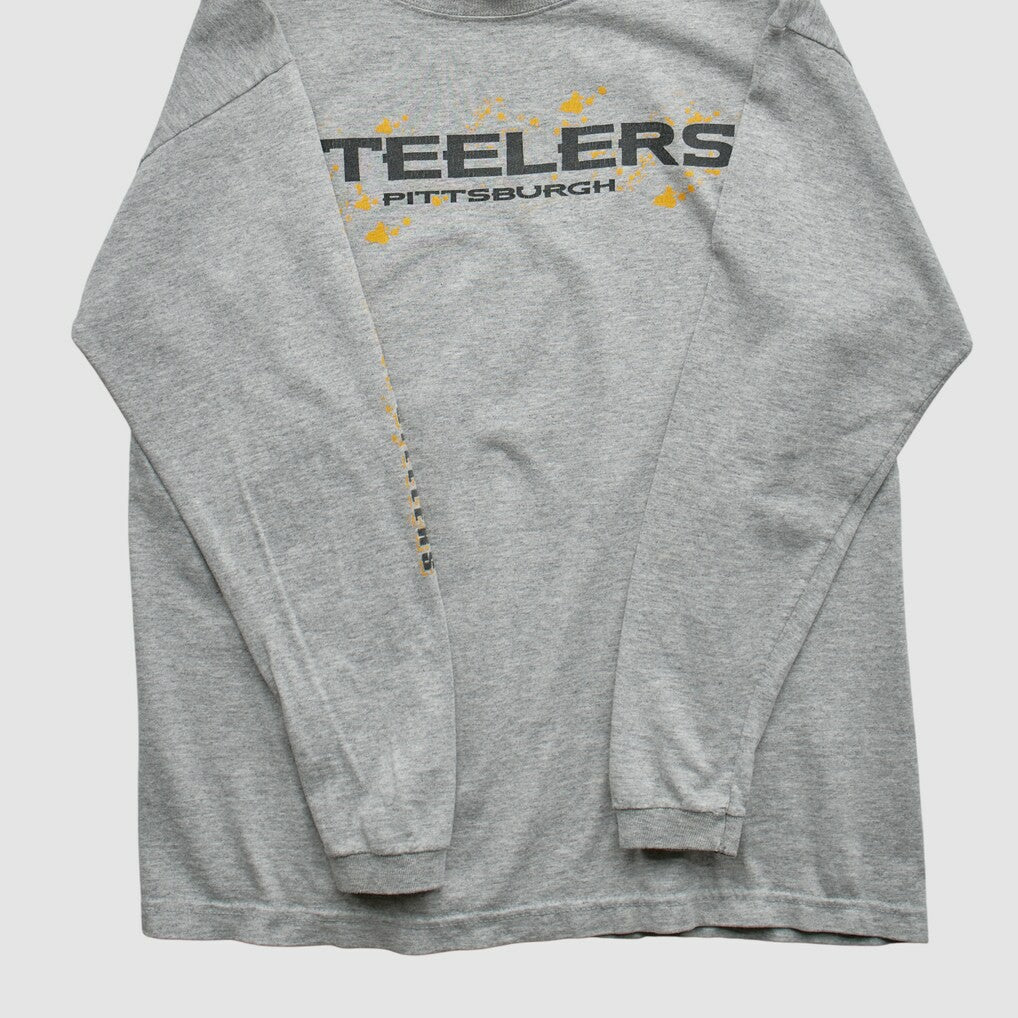 Pittsburgh Steelers Starter 90s Long Sleeve T-shirt Heather Gray Vintage - Fanatics