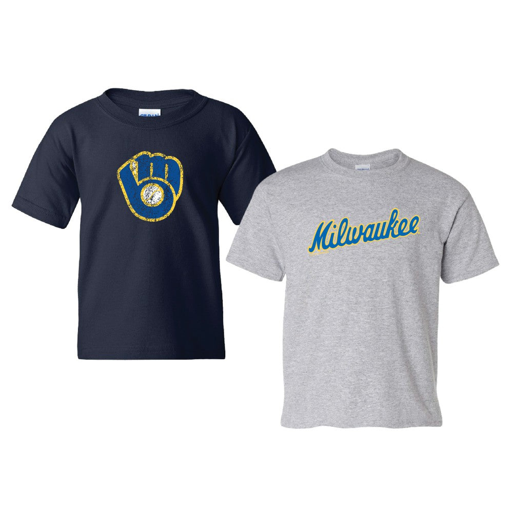 Milwaukee Brewers Soft as a Grape Youth  Cooperstown 2-Pack T-Shirt Set Clearance